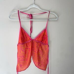 Vibrant Pink and Orange Sheer Camisole